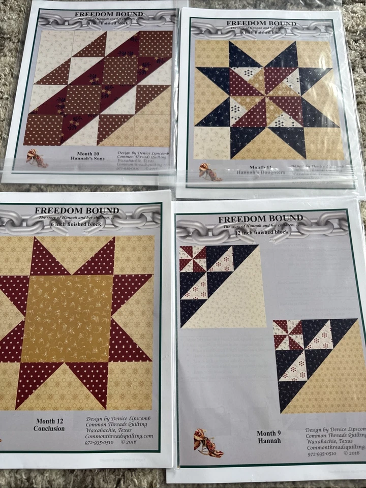 Freedom Bound Block of the Month Quilt Pattern Set 12 Months 97"x97" - Image 3 of 4