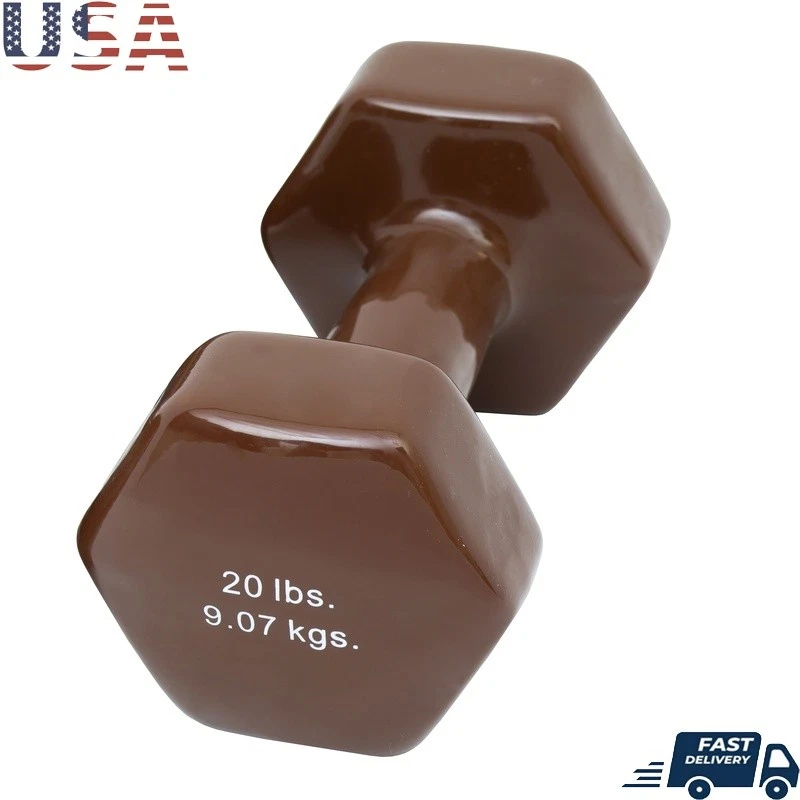 Vinyl Coated Hex Dumbbells Home Gym Workout Fitness Strength Training 1 Piece US