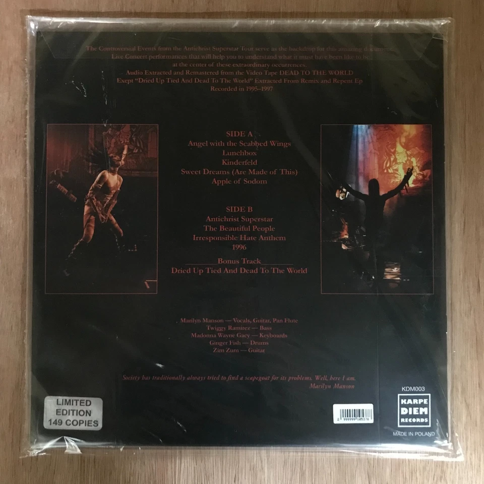 Marilyn Manson/Dead To The World Live 1996 (Antichrist Supersta KDM003DLX New LP - Image 2 of 2