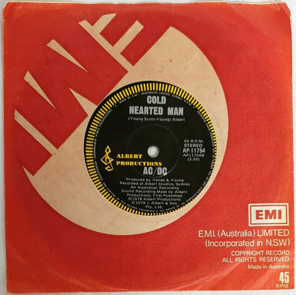 AC/DC Rock 'N' Roll Damnation Vinyl 7” Single 1978 Albert Productions-AP-11754 - Image 3 of 3