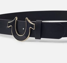 True Religion Men's SAGE BELT Horseshoe Embossed logo TR Buckle New