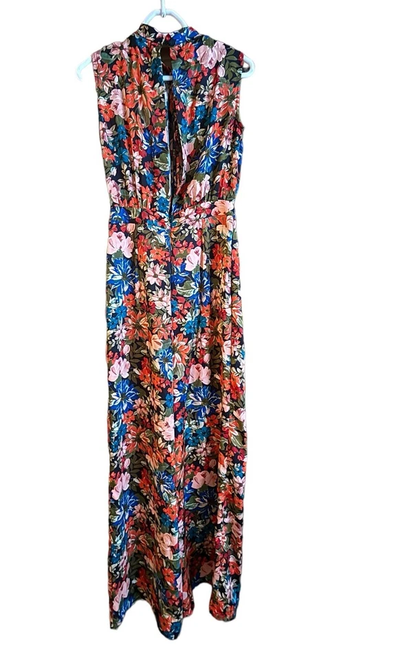 Mono floral de piernas anchas ZARA ropa de resort vacaciones satinado para mujer XS Foto 4 de 4