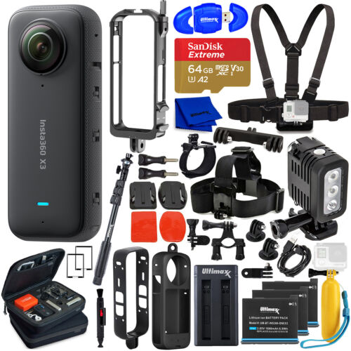 Insta360 X3 5.7K 360° Waterproof Touch Screen Action Camera - 25PC 64GB Bundle - Picture 1 of 7