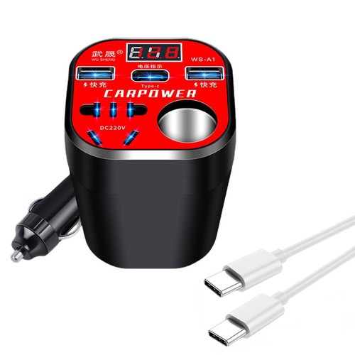 2023 New Car Mounted Cup Type Inverter Converter QC Charger+PD cable-20% off- - Photo 17 sur 17