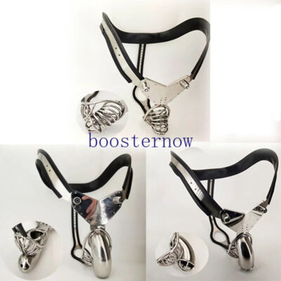 Male Stainless Steel Chastity Belt Lockable Chastity Cage Waist Adjustable
