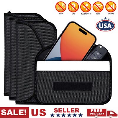 4× Large Faraday Bag Cell Phone Wallet Blocker Radiation Signal Shield Case USA