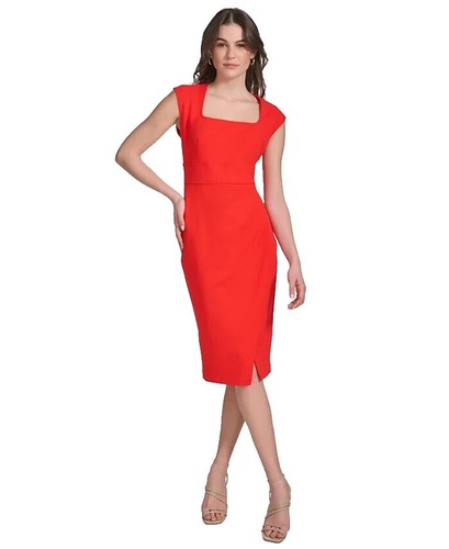 calvin klein red satin dress Calvin Klein | Dresses | Vintage Calvin Klein Satin Finish Bodycon  Sweetheart Neckline Midi Dress Pink