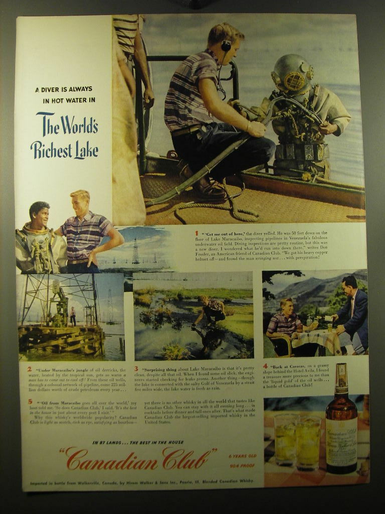 1950 Canadian Club Whisky Ad - A diver is always in hot water in the  world's | eBay