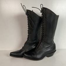 Vintage Dan Post Victorian Style Lace Up Booties 7 M Granny Western