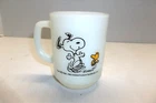 Vintage Fire King Peanuts Snoopy & Woodstock 1965 Milk Glass Coffee Mug 4"Tall