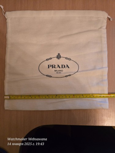 2 Prada Milano Logo Dust bag Shoe Covers White Flannel Drawstring Pouch Travel - Picture 2 of 12