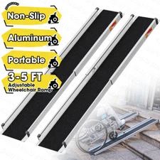 3-5FT Adjustable Aluminum Wheelchair Ramp 600lbs Portable Higjh Quality for Home