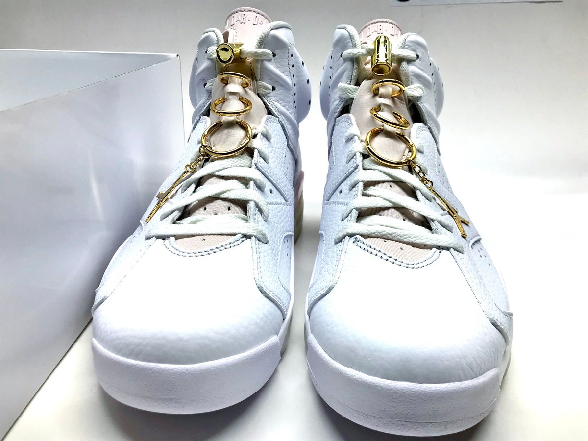 NIKE AIR JORDAN 6 RETRO WHITE/METALLIC GOLD SZ WOMEN 11.5 