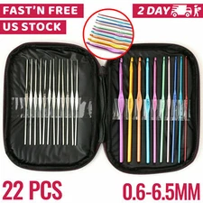 Crochet Hook Set Kit Yarn Knitting Needles Ergonomic Plastic Metal Supplies