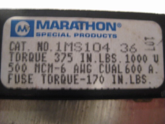 Marathon 1MS104   Fuse Blocks (you get a Set of 2) Modular, 600A/600V - Image 2 of 2