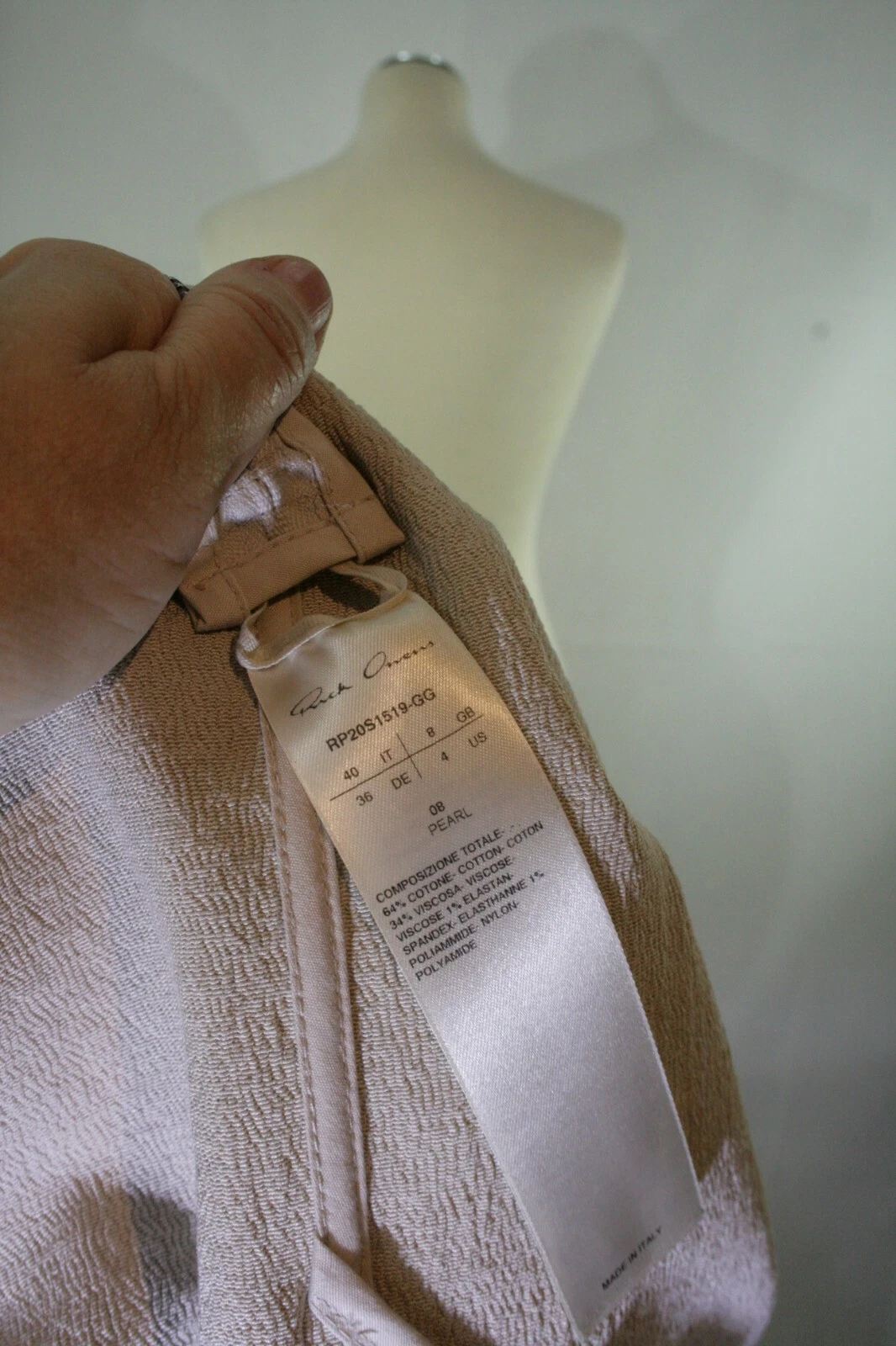 Bellissimo abito Rick Owens beige taglia 34 355 246 *si prega di misurare*