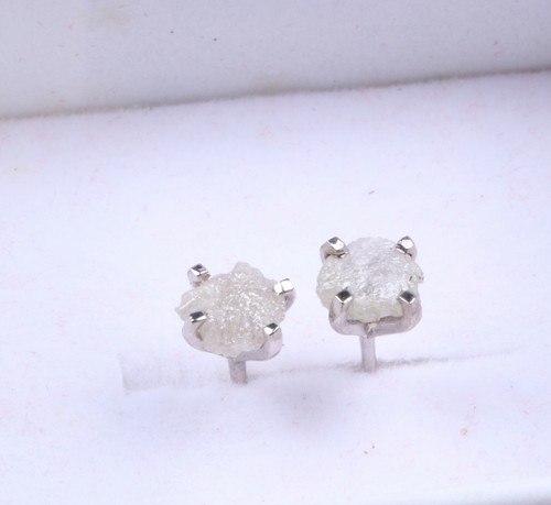 Pendientes de diamantes sin cortar de oro de 14 quilates con tachuelas de dia... - Imagen 2 de 9