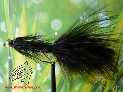 Streamer " Wooly Bugger Black Red Bead Head " 3er Set