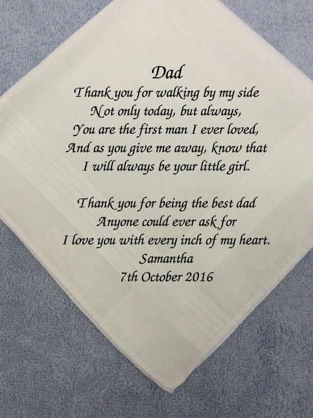Personalised Embroidered Father of Bride Wedding Handkerchief