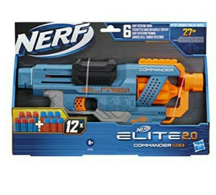 Nerf Commander Elite 2.0 avec barillet 6 fléchettes et tir rapide jusqu\'à 27m