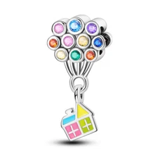 MULA European Silver Plated Charm AAA CZ Enamel Balloon House For Women Bracelet