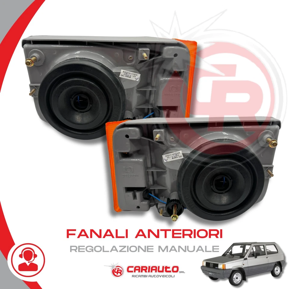 COPPIA Fari Fanali Anteriori Regolazione MANUALE Fiat Panda 141 1986-200 Arancio - Immagine 2 di 4