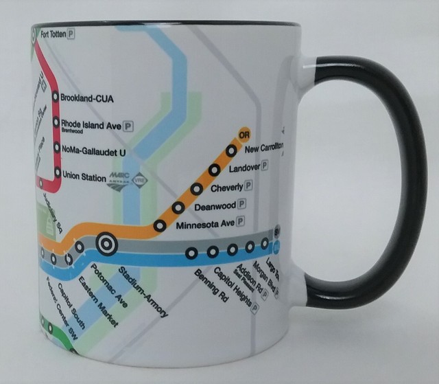 Washington DC Public Transportation System Color Coded Map Ceramic