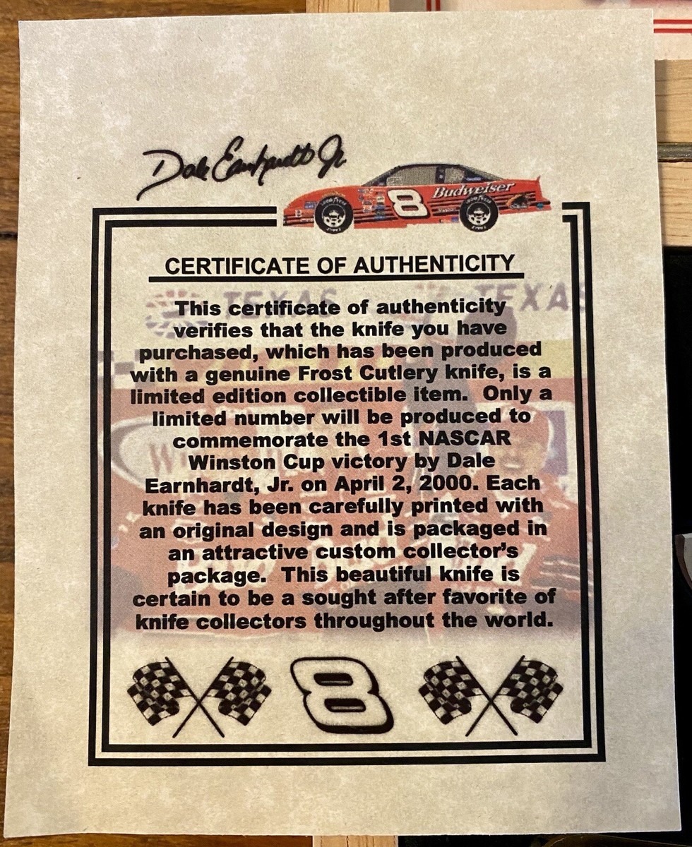Dale Earnhardt Jr 8 Bud 1st Victory Texas Frost Cutlery Knife Ltd  