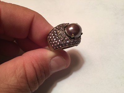 Bague Signée Heidi Daus - Perle Turquoise Et Cristaux Multicolores En Forme De Starburst (NEUF)
