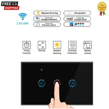 2.4GHz WiFi Wall Touch Smart Light Switch, Glass Panel, Remote Control