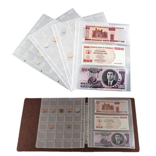 Paper Money Banknote Page Collecting Stamps Holder Sleeves Loose Leaf Page ABY2 - Zdjęcie 2 z 9