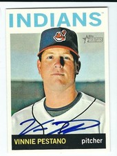 Autographed 2013 Topps Heritage Vinnie Pestano Cleveland Indians card #361
