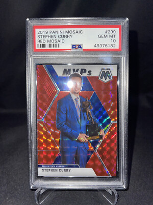 Mosaic 2019-20 NBA Red Prizm Mosaic Stephen Curry MVP Card *GEM MINT PSA 10*