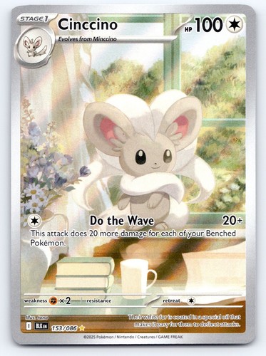 Cinccino Holo Illustration Rare SV: Black Bolt 153/086 NM