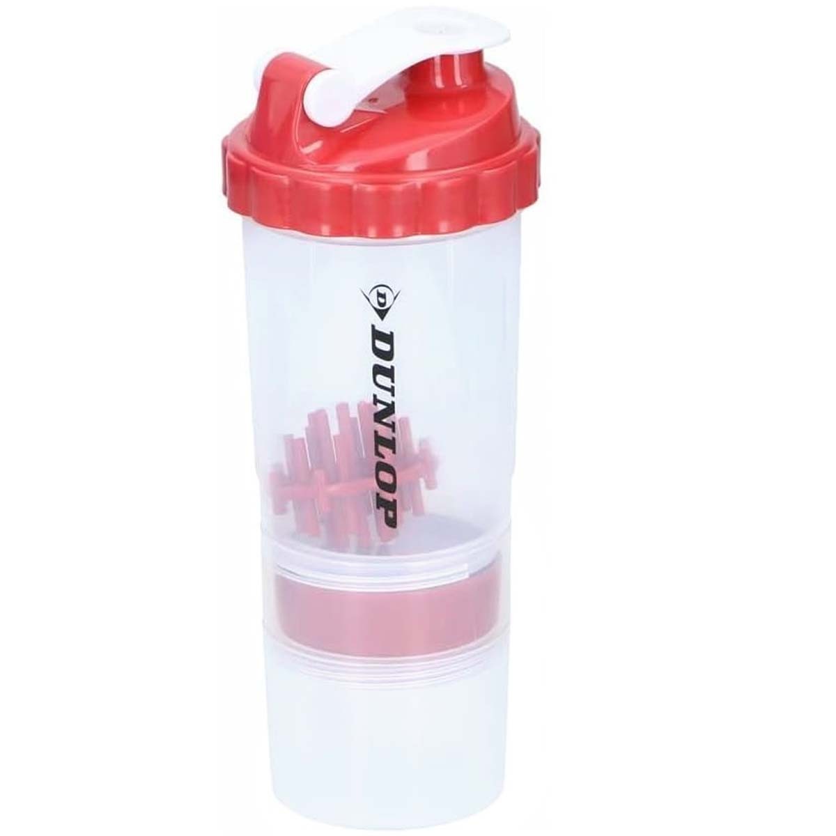 Dunlop Botella Shaker de Sport 550 ml Gourde Rouge Étanche pour Fitness