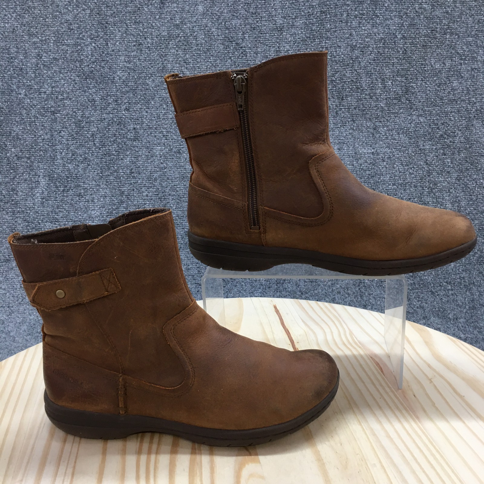 Stivali Merrell donna 7 5 Encore Kassie stivaletti marroni punta tonda alla caviglia J95326