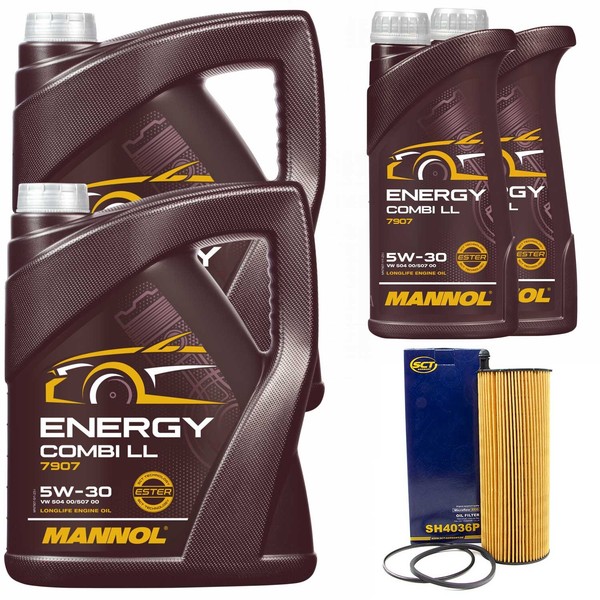 MotoröL Set Mannol Energy Combi LL 5W-30 12 Liter + ÖLfilter FüR Audi Q7 6.0 TDI-image