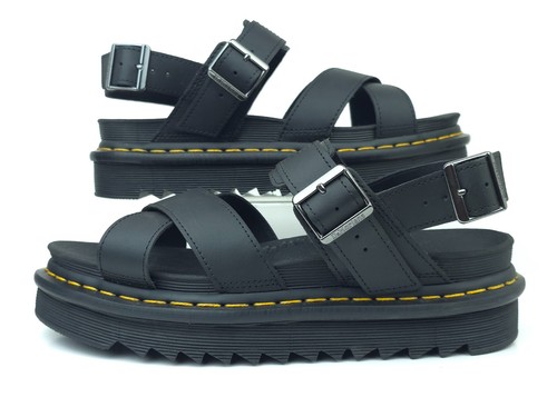 Dr. Martens Womens 9 SoftWair Voss II Black Athena Leather Strap Sandals