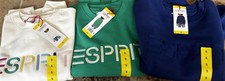 Lot of 3 NWT Esprit Logo Fleece Crewneck Sweatshirt Cream Blue Green 80's sz S