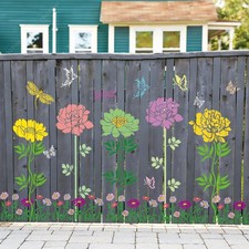 Large Fence Flower Stencils for Painting on Wood Floral large, white