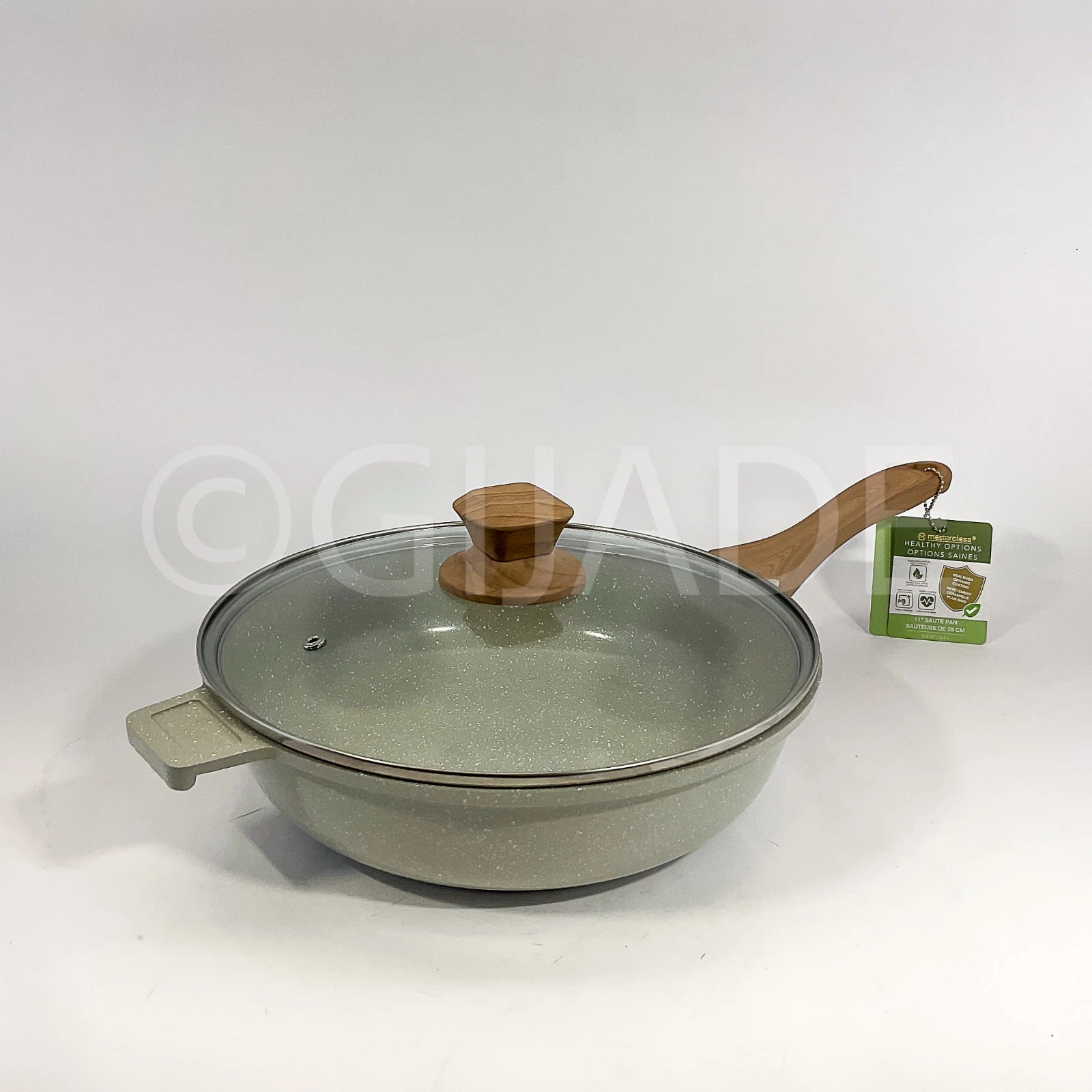 Masterclass Healthy Options Ceramic Cookware 3.6-qt- 11" Sauté Pan Pot Sage Lid