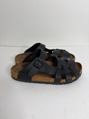 【新品】Birkenstock Pisa ブラック サンダル 39サイズ Birkenstock Pisa Sandals Womens 39 8 Narrow Black Faux Leather