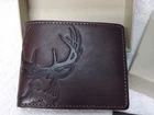House of Jack Short Brown Leather Deer Buck Bifold Wallet