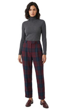 Giorgio Sant Angelo Women s S Burgundy Navy Plaid 100 Wool Tailored Trousers