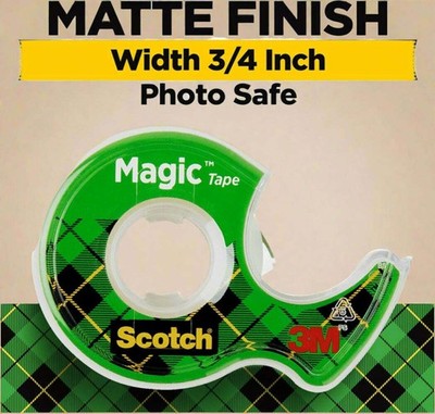 Scotch Magic Tape with Dispenser   3/4 Inch, Matte Finish, 4 Rolls