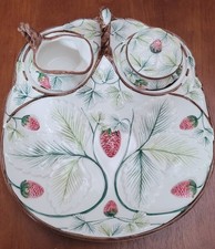 Tiffany & Co Strawberry Porcelain Sugar Creamer Tray Set Italy Exclusive