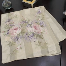 Vintage Ralph Lauren Silk Scarf / Head Wrap Floral - Neutral Pastel Tones 64x15”