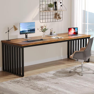 180 cm Computertisch, Schreibtisch mit schwerem Metallgestell, Arbeitsplatz Arbeitszimmer Schreibtisch