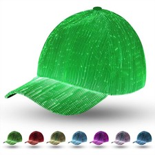 LED Hat, 7 Colors Baseball Cap Light Up Rave Hat Fiber Optic Luminous USB Cha...