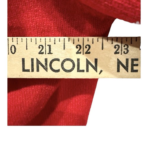 Maglione vintage Lyle & Scott Scotland cashmere uomo 40 maglia rossa scollo a V a costine - Foto 3 di 5